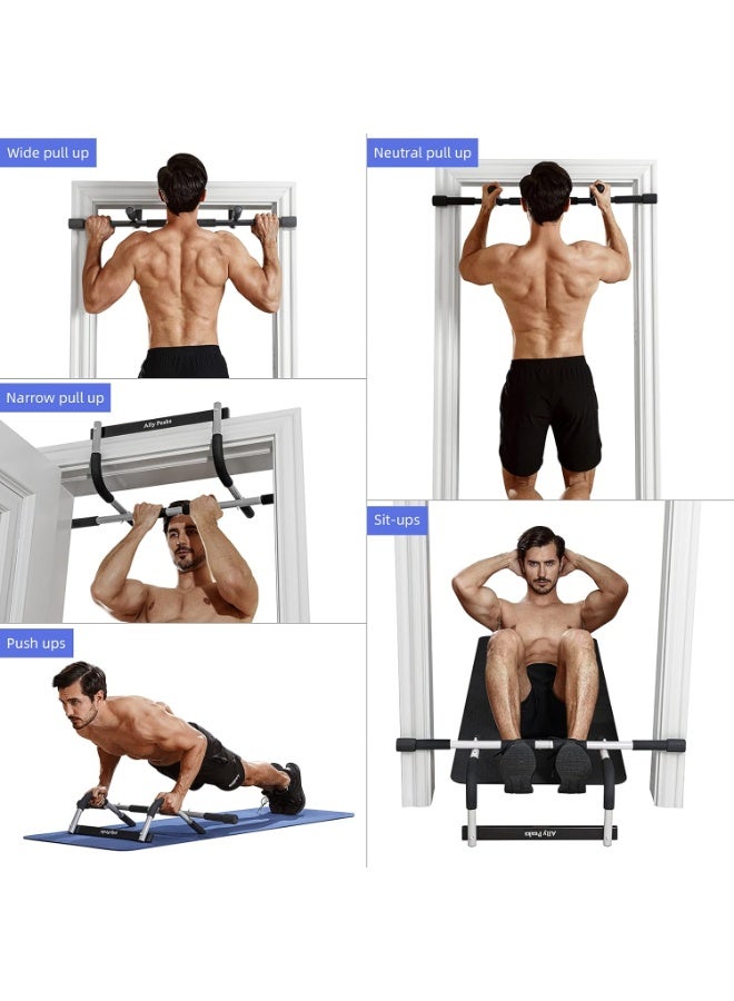 SFENG Pull Up Bar for Doorway | Thickened Steel Max Limit 440 lbs Upper Body Fitness Workout Bar| Multi-Grip Strength for Doorway | Indoor Chin-Up Bar Fitness Trainer for Home Gym Portable - Image 4
